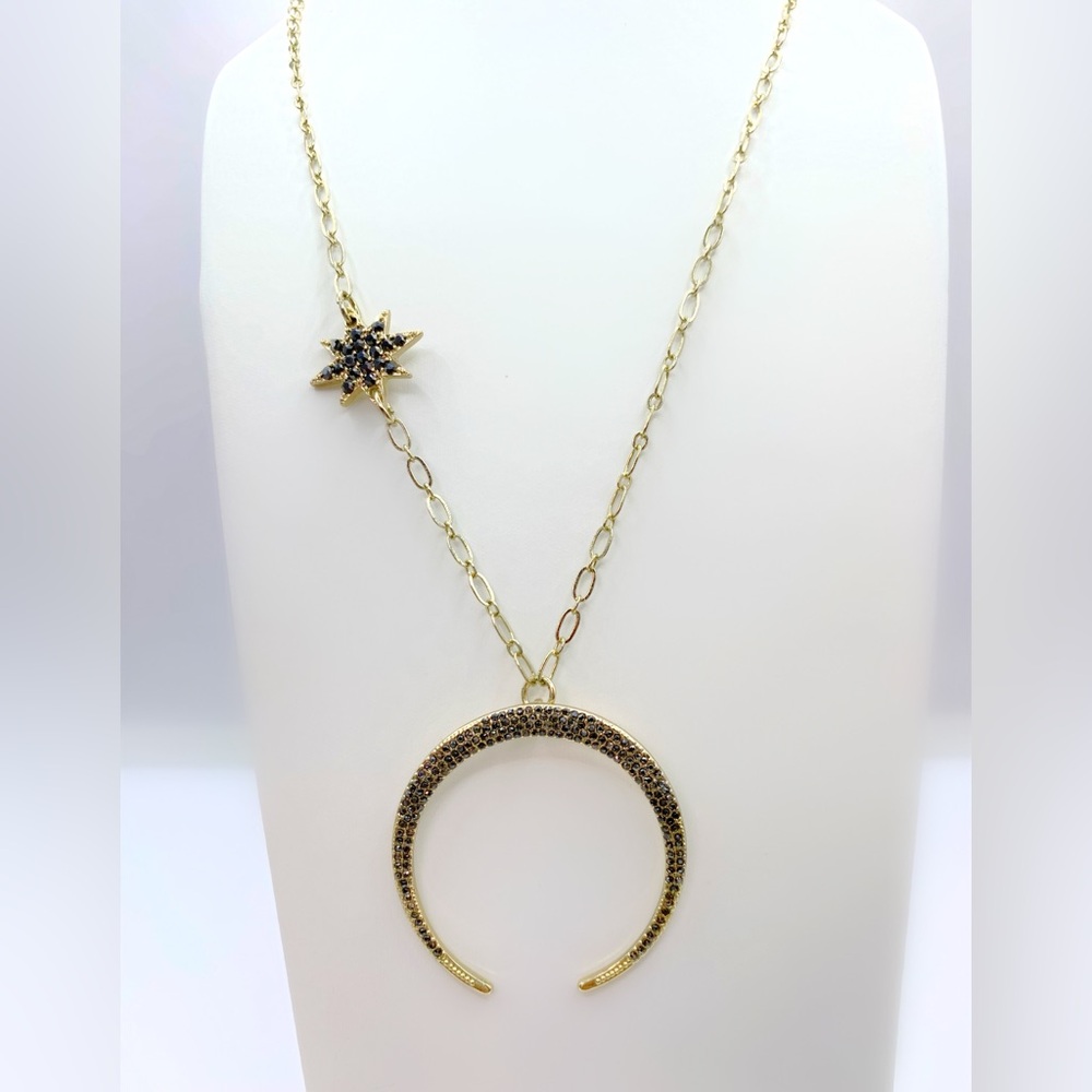 INC. Concepts Necklace Star & Moon Pendant Necklace With Rhinestones Gold-Toned - Picture 2 of 4